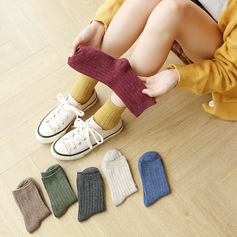 BerriesJam - 2024 Retro College Style Vertical Stripe Medium Socks