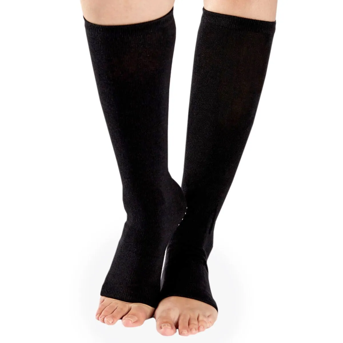 Lightweight Black White Grip Leg Warmers (Barre / Pilates)