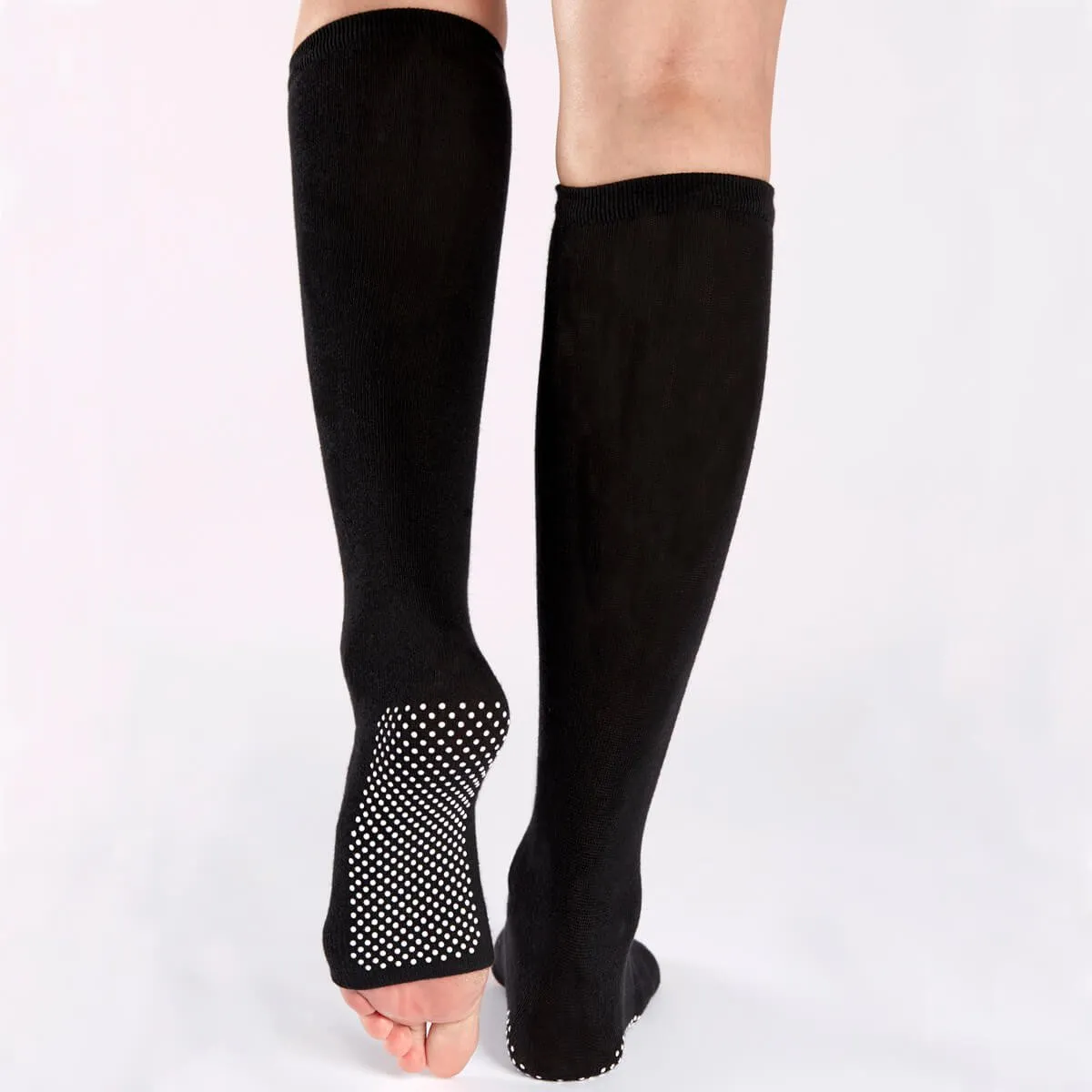 Lightweight Black White Grip Leg Warmers (Barre / Pilates)